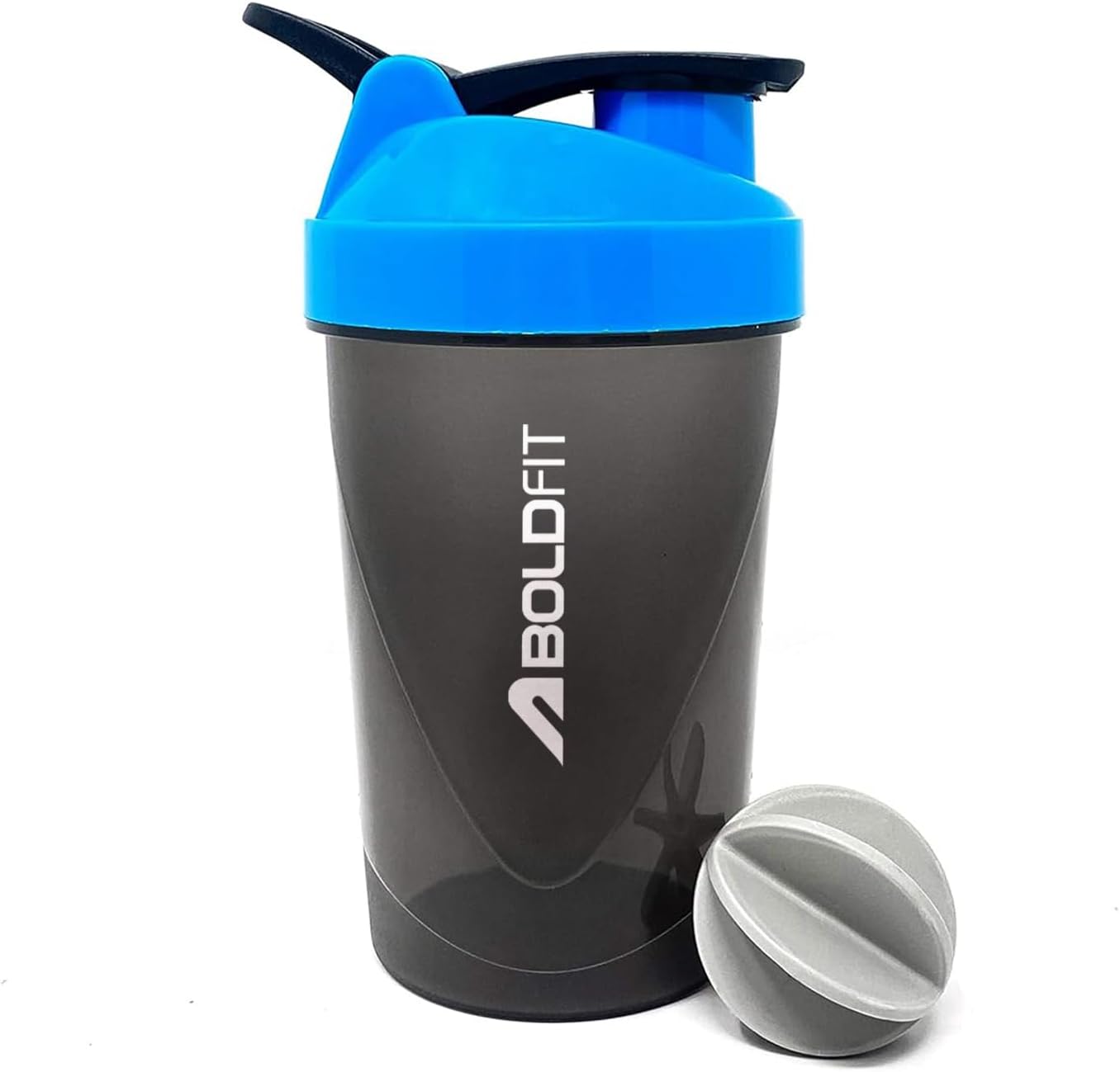 Boldfit Compact Gym Shaker Bottle, Shaker Bottles For Protein Shake, Bpa Free Material, Plastic, Blue And Grey, 500ml