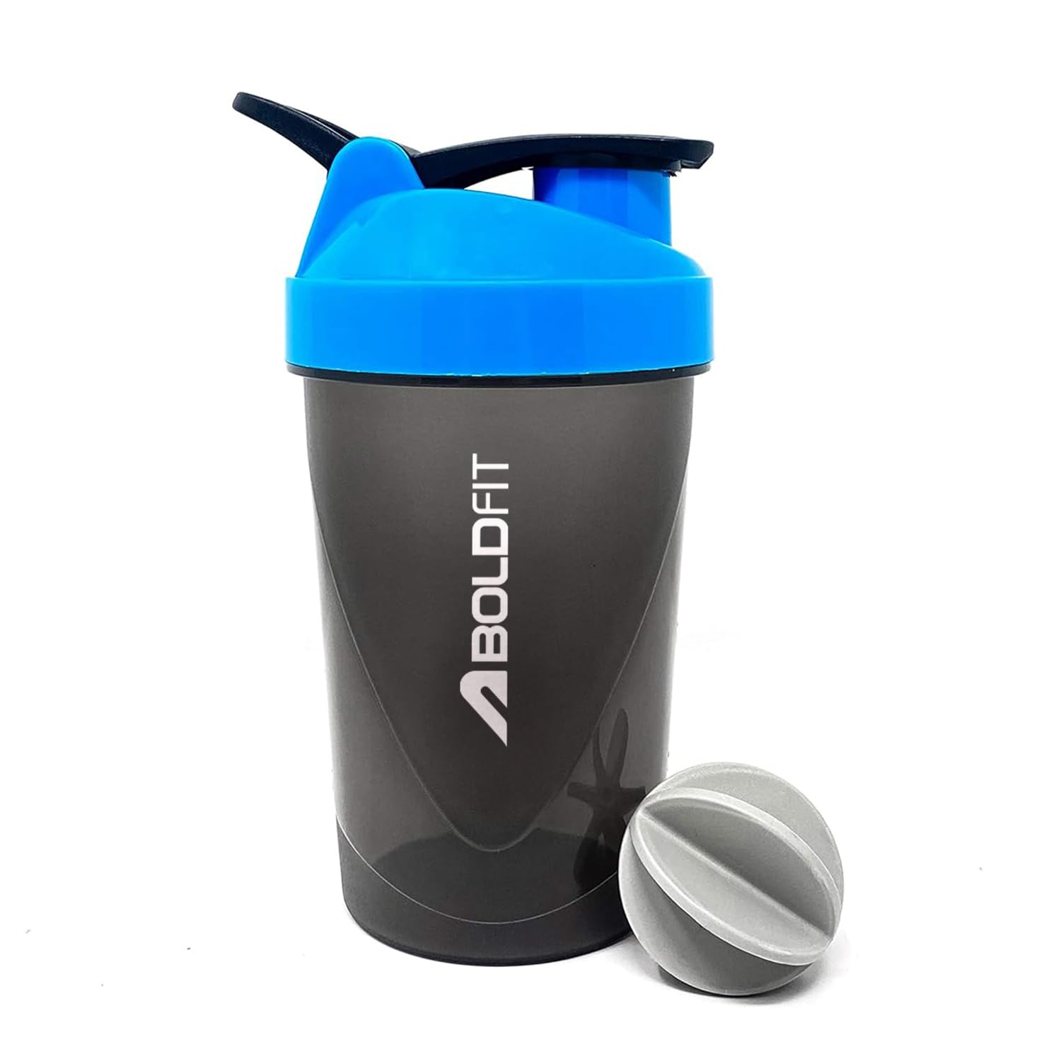 Boldfit Compact Gym Shaker Bottle, Shaker Bottles For Protein Shake, Bpa Free Material, Plastic, Blue And Grey, 500ml
