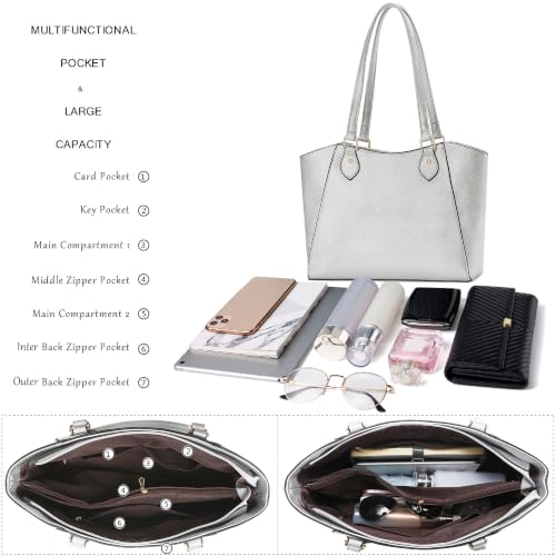Image of CHICAROUSAL Tote Handbags Purses for Women PU Leather Womens Shoulder Bag | Large Tote Bag for Women, Shoulder Purse, Vegan Leather Purses for Women, Women's Handbags