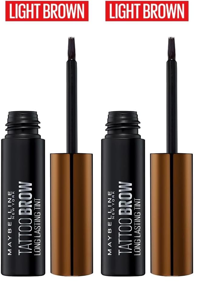 Maybelline New York Tattoo Brow Geçici Kaş Dövmesi, Açık Ton, 4.9 ml (2 paketi)