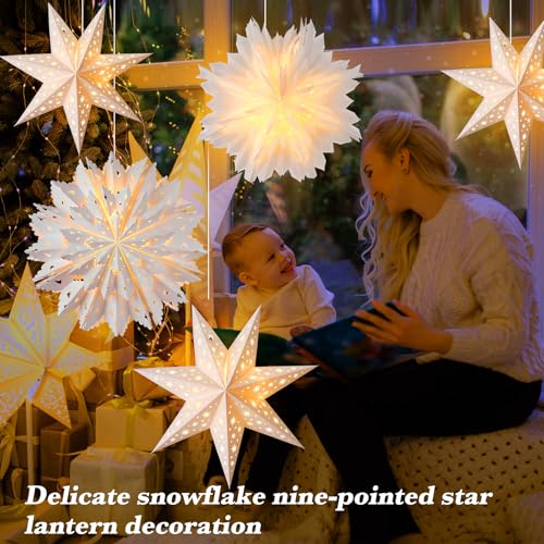 Image of Watersay 6 Pack Snowflake Christmas Paper Lantern with Lights
