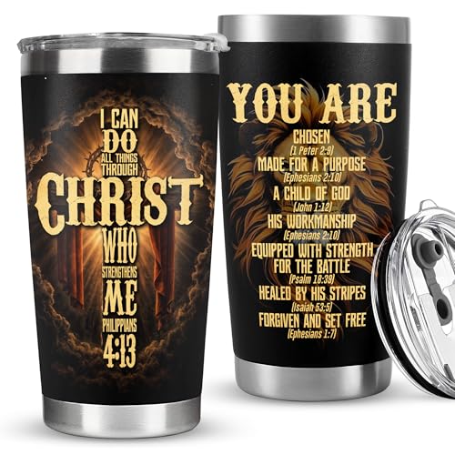 Affordali Christian Gift for Men, Christian Coffee Tumbler with Bible Verse - I Can Do All Things Through Christ, Religious Mugs for Men, Pastor Tumbler, Christmas Man of God Gifts