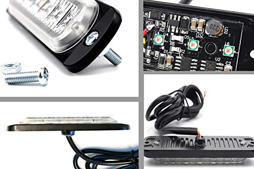 Ijdmtoy (2 Amber/White Led Strobe Warning Light Flashers Compatible With Jeep, Truck, 4X4, Atv, Construction Vehicles Ultra Slim Extremely Bright Warning Lamps Powered By (4) High Power Led Lights #TOP2