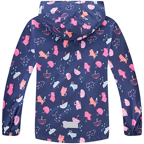 Image of Girls Rain Jackets Waterproof Lightweight Hooded Cotton Kids Outdoor Raincoats Breathable Windbreakers 10-11 Years