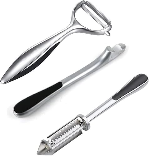 Pelador de verduras de acero inoxidable, peladores de patatas con removedor de ojos de patata, peele en forma de Y y pelador de juliana en forma de