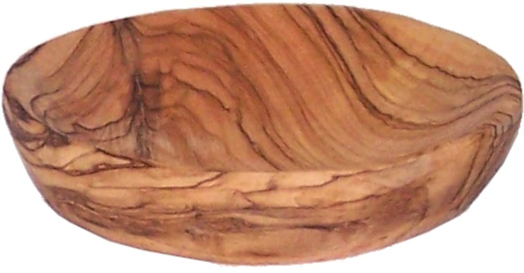 Holy Land MarketHand Carved Olive Wood Natural Dish - Asfour Outlet Trademark (4 Inches, Round Bowl)