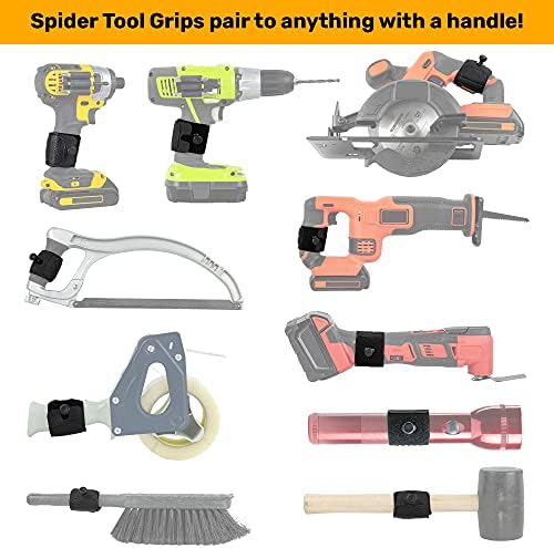 Spider Tool Holster Set - Self Locking, Quick Draw Belt Holster Clip + Elastic Tool Grip - Improve The Way You Carry Your Power Drill, Driver, Multitool, Pneumatic, Flashlight, Hammer, Saw and More!