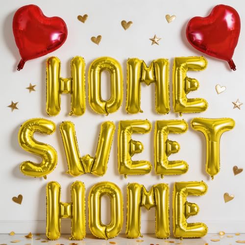 Image of TONIFUL 16 Inch Gold HOME SWEET HOME Letter Balloon Decor for Housewarming