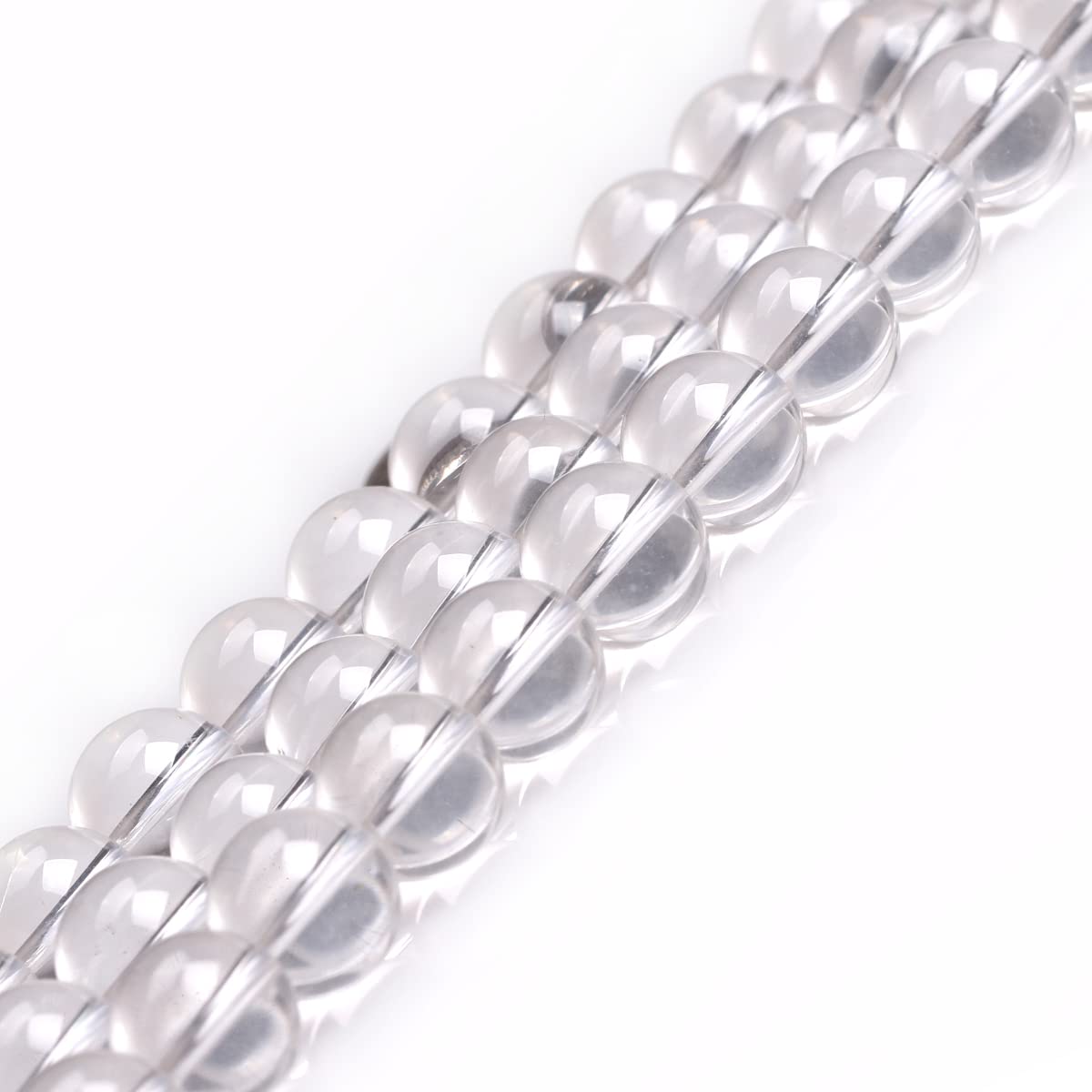 GEM-Inside Natural 12mm White Clear Rock Quartz Crystal Round Gemstone Semi Precious Loose Beads for Jewellery Making 15''