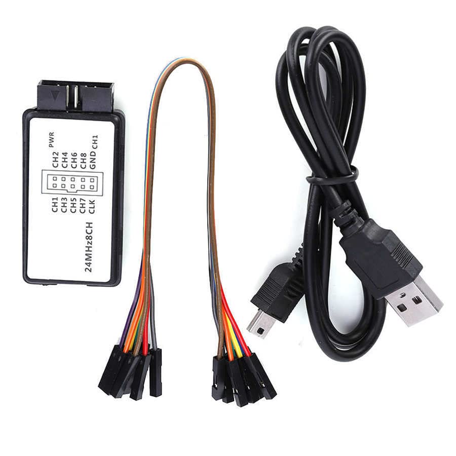Image of 2 Set 24MHz 8CH 24MHz 8 Channel USB Logic Analyzer Device with EMI Ferrite Ring USB Cable UART IIC SPI Debug Compatible with Ar-duino ARM FPGA M100 SCM