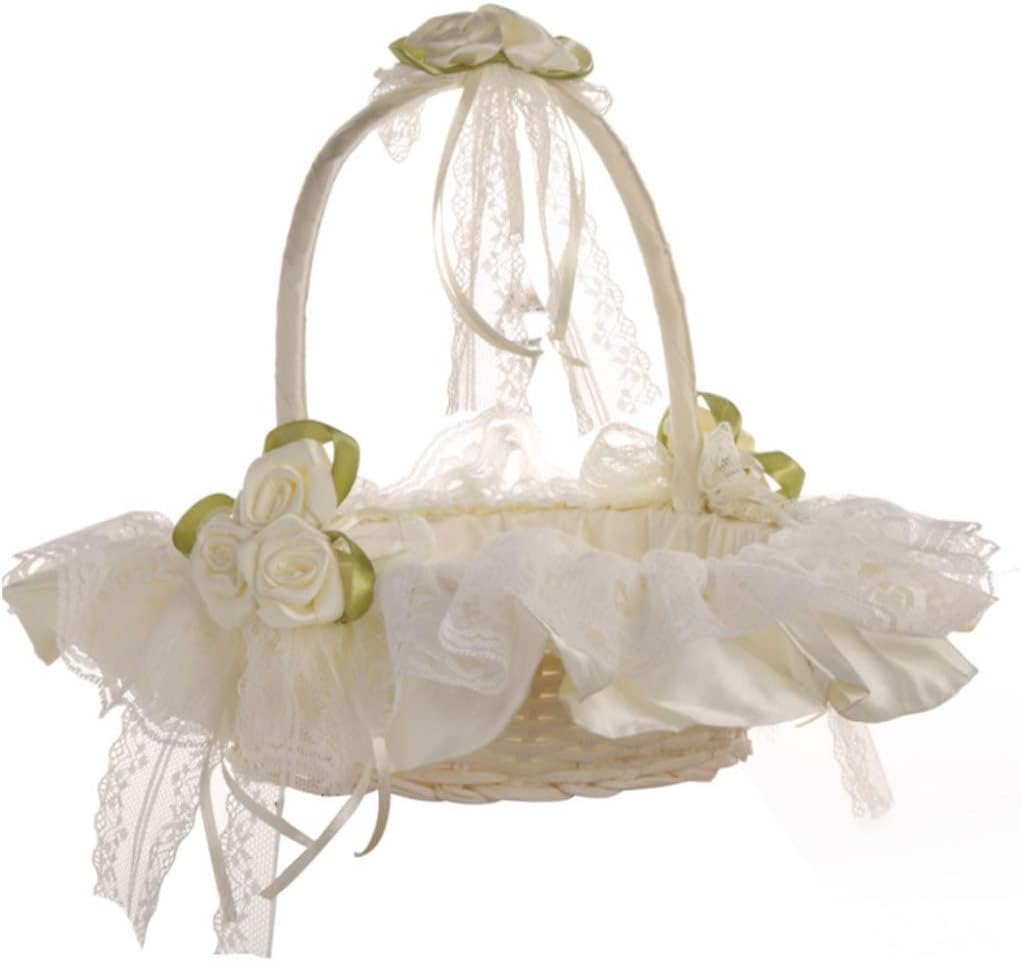 Wedding Basket Lace Flower Basket Flower Girl Handwoven Romantic for Decoration