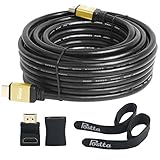 Postta HDMI Cable 50 Feet HDMI 2.0V Cable with 2 Piece Cable Ties+2 Piece HDMI Adapters Support 4K 2