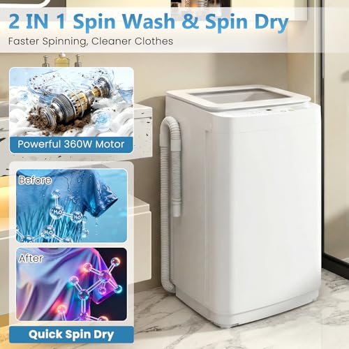 Image of Auertech Portable Washing Machine, 0.9 cu.ft Compact Fully Automatic Washer with Drain Pump, 10 Programs, 3 Water Levels, Small Washer Dryer Combo for Apartment, RV, Dorm