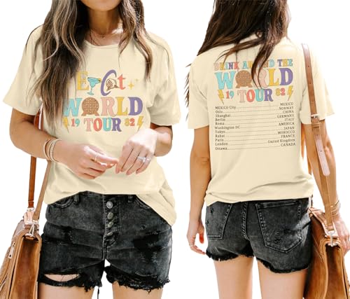 Around The World Shirt Women Magic World Tour 1982 Graphic Tee Funny Traveler Vacation Short Sleeve Top2