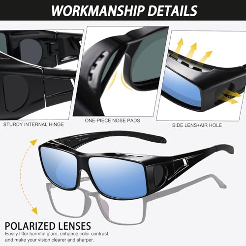 Image of HAOLOTA Night Vision Driving Over Glasses, Polarized Nighttime Glasses Men Women Anti Glare Yellow Tinted Lens