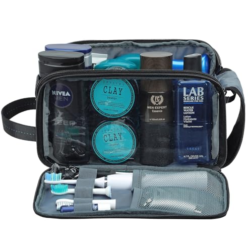 ZEEMO Travel Toiletry Bag for Men, Medium Water-Resistant Double-Sided Full-Open Dopp Kit, Versatile Organizer for Shower and Hygiene Accessories, Bathroom Essentials, Cosmetics, Black - Image 3