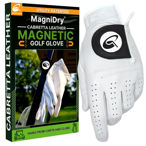 Golf Glove Voted #1 for Comfort at The Professional Golf Merchandise Show in Orlando Premium Cabretta Leather Magnet-Driven Airflow to Stay Dry Between Shots (Med/L)