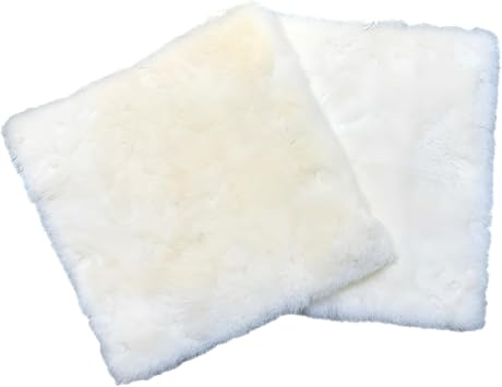 Natural Sheepskin Chair Pad with Leather Backing. 100% Natural Lambskin for Car Seat, Accent Chairs, Vanity Chairs, Sofas and More. Size 17" x 17" 2 Pack