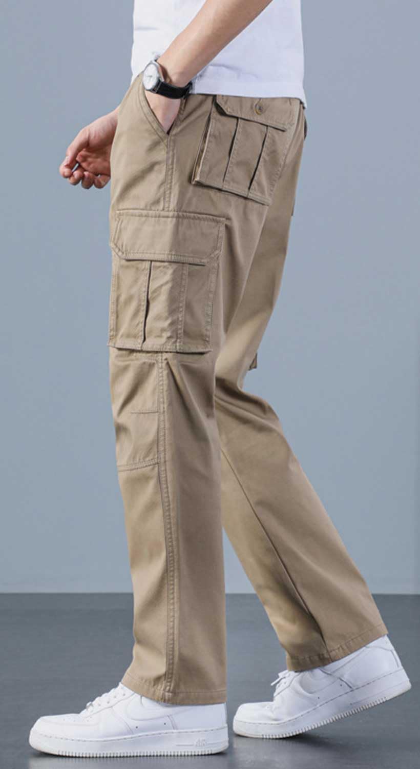 HUNGSON Mens Casual Hiking Pants Cotton Drawstring Fashion Cargo Pants