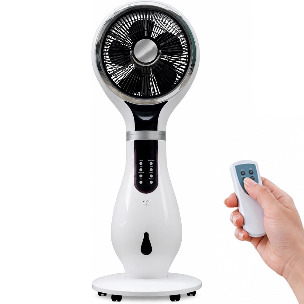 BAKAJI Ventilatore con Ruote a Piantana 80W Combinato 3in1 LED Display con Umidificatore, Anti Zanzare e Funzione Ionizzatore, Air Fun Diametro 40 cm e Alt. 110cm, Spegnimento Automatico, Telecomando