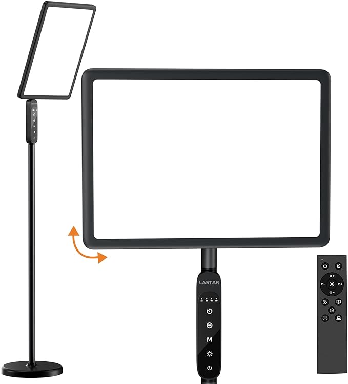 LASTAR LASTAR Light Therapy Lamp, 12000LUX Therapy Light UV-Free &Full Spectrum Sun Lamp,Remote Control/4 Color Temperature/5 Brightness/4 Timer/2 Height Floor Sunlight Therapy Lamp