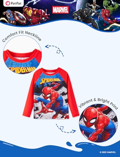 Image of Disney Marvel Spiderman Swimsuit Rash Guard Shirt & Swim Trunks Stitch Boys Swim Set UPF 50+ Summer Kids Bathing Suit 3M-13T