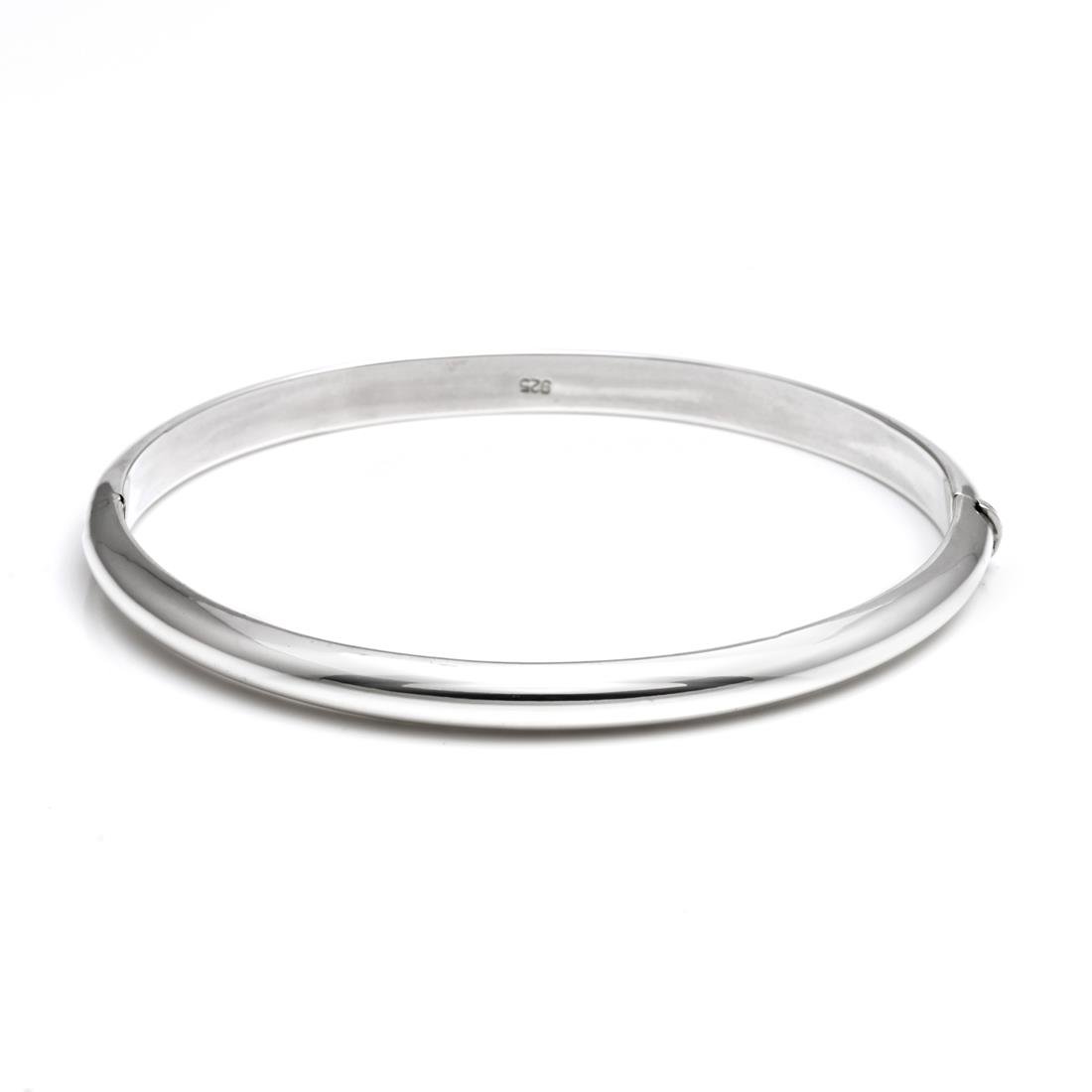 Silverly Brazalete Plata de Ley Bisagra 5,3mm | Pulsera Clásica Plata 925 Pulida | Pulseras Apilables Tubo Redondo Mujer | Regalos Cumpleaños Mamá Tía | Pulseras Chicas Adolescentes