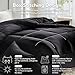 MR&HM Queen Comforter Set Black, Reversible Satin Microfiber Comforter Set for All Seasons, 3 Pieces Non-Slip Silky Soft Bedding Sets with 1 Comforter (90