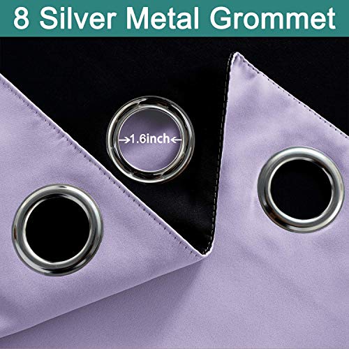 Image of Yakamok Lilac 100% Blackout Patio Door Curtain Panels W100 x L84,1 Panel | Noise Reducing Barrier Panel for Sliding Glass Door, 2 Thick Layers Heat Full Light Blocking Patio Door Drapery