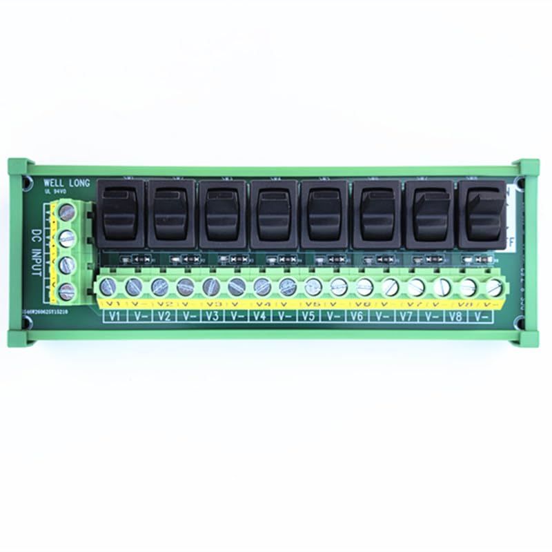 DIN Rail Mount 8 Channel Paddle Switch DC Power Distribution Strip Module