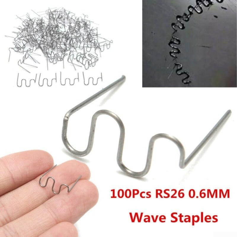 400 Pcs 0.6 mm Stainless Steel Wave Hot Staples for Plastic Welder Repair Tool, Precut Shape for Automotive Bumper Crack Fix, Gray