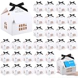 Affrolling 50 Sets Open House Supplies Real Estate Agent Gifts for Clients House Shaped Gift Boxes with Greeting Cards for Real Estate Agent Favors Marketing Supplies (White)