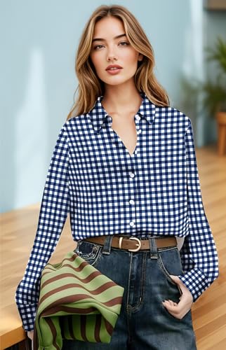 Image of Premium Soft Breathable Stretch Satin Silk Button Down Shirts for Women Long Sleeve Leopard Blouses Work Dress Tops