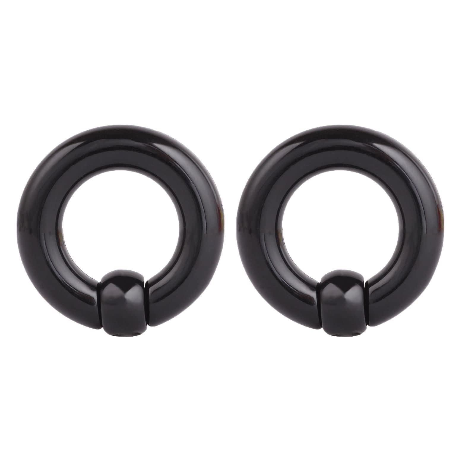 Daesar Ohr Plug 2-10MM, Piercing Tunnel Acryl Creolen mit Bead Schwarz Ohr Expander Set Tunnel Ohrringe