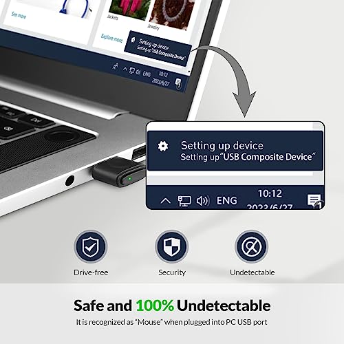Rii Mouse Jiggler Nicht Nachweisbar, USB Mouse Mover mit EIN/AUS-Schalter und 2Jiggler-Modi, Treiberfreier Mausbeweger homeoffice Wackelmaus, Plug and Play, Hält Computer/Laptop Wach, Schwarz 6