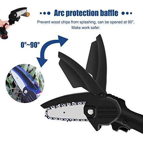 Mini Chainsaw Set Cordless Electric Protable Chainsaw with 4 Chain and Splash Board 0.7kg Lightweight Pruning Shears Chainsaw for Garden Tree Branch Wood Cutting(4-Inch 24V 550W),Mini Chainsaw red