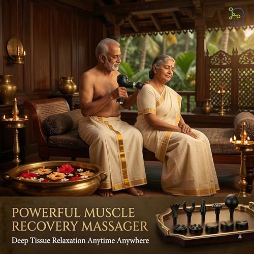 Image of KLEN Electric Deep Tissue Portable Massage Gun with Multiple Massage Heads for Muscle Relaxation, Pain Relief, Post Workout Recovery & Full Body Use Ideal Gift for Men Women