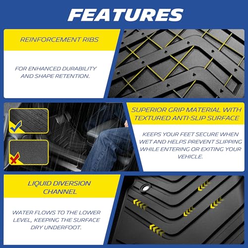 Image of Michelin Vehicle Mats for 2024-2026 Toyota Tacoma Double Cab Auto Tran | Fit for TRD /SR /SR5 /Limited, All-Weather TPE Custom Fit Liner, Not Fit Hybrid or XtraCab, Elite