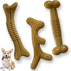Mordedor para Cães cachorros Osso Resistente Maciço Fibra De Trigo Sabor Bacon (Boneco Graveto)