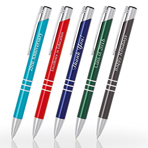 Imprints Online Custom Laser Engraved Classic Metal Ballpoint Pen. Topaz Color With Silver Accent. Black Ink #TOP1