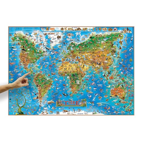 Kinderweltkarte für Kinder, Wandposter: Format 137 x 97cm, einseitig...
