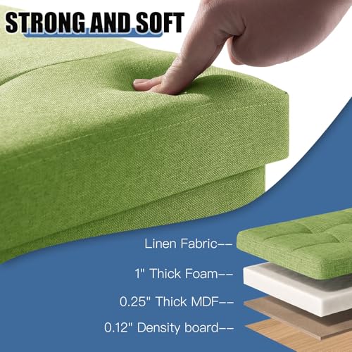 Image of BRIAN & DANY 15 Inches Ottoman with Storage, Square Small Storage Ottoman Foot Rest with Legs, Ottomans Foot Stool for Dorm, Living Room, Entryway (Bright Green)