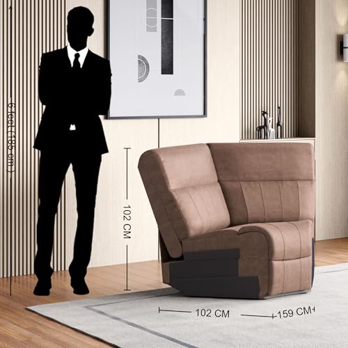 Image of Home Centre | Denver Fabric 1-Seater Wedge Recliner | Recliner Sofa for Living Room | Pine Wood | Brown | 2 Year Warranty