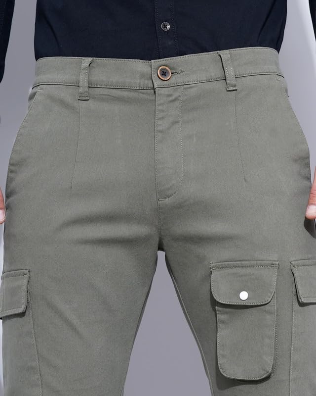 Image of British Club 98% Cotton, 2% Elastane Slim Fit Cargo Jogger Pants | Flat-Front Design | Adjustable Waistband | Multiple Pockets | Lightweight Fabric | Modern Style | Comfortable | Durable Black