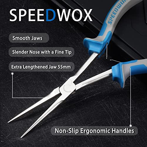 Image of SPEEDWOX 7 Inches Long Reach Needle Nose Pliers Slim Extra Long Nose | Smooth Jaw Mini Precision Wire Looping, Fine Tips Pliers for Jewelry Making, Bending Wire and Small Object Gripping