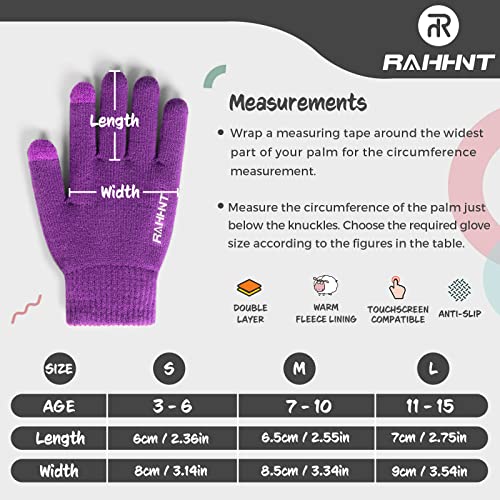 Image of Rahhint Kids Winter Gloves for Boys Girls Children Toddler Thermal Wool Knit Gloves with Insulated Fleece Lining Keep Hand Warm Gift