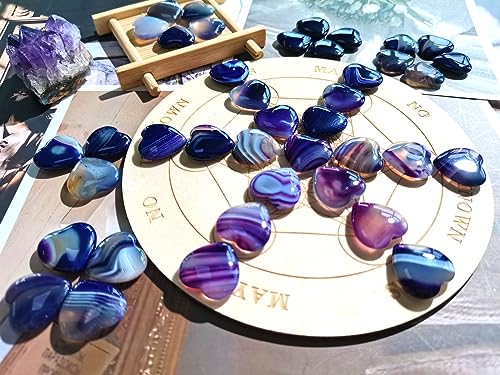 Image of QINJIEJIE 20PCS Purple Agate Heart Stones Crystals Bulk Love Shaped Worry Stone Heart Rock Pocket Polished Palm Gems Crystal Reiki Balancing Wholesale Carved Stone Decor Gift
