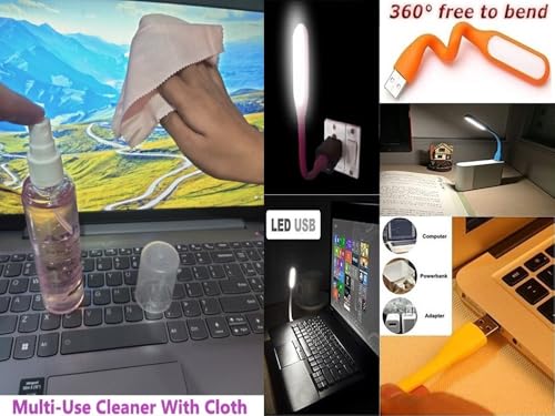 Image of Anjo 6 in 1 Combo Of 14 Inch & 16:9 Display Aspect Ratios Laptop Screen Protector, KeySkin, Body Lamination Trackpad & Lid (Transparent), USB Light & Cleaner