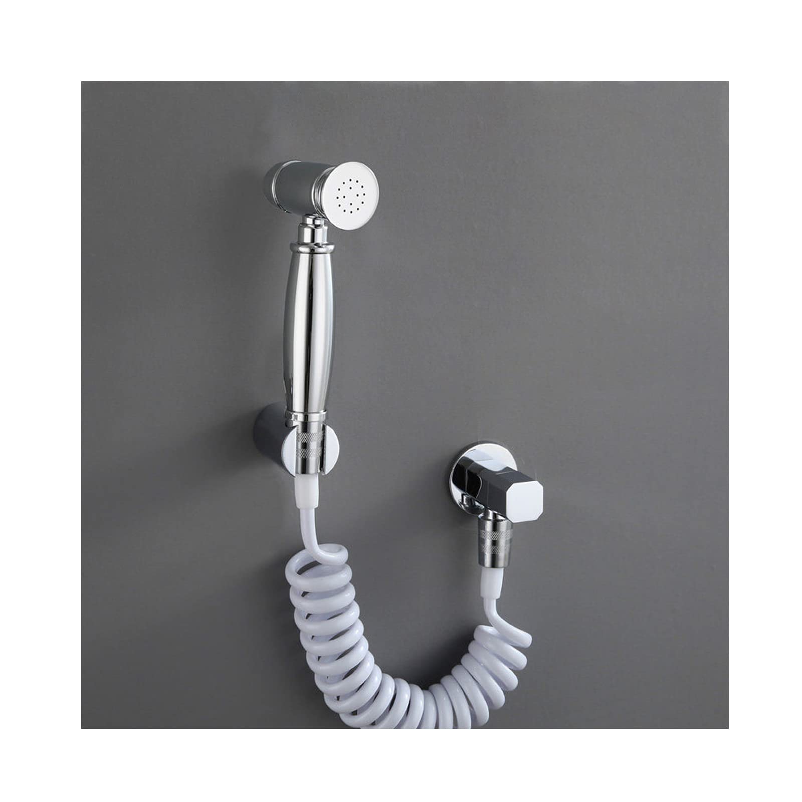 Rociador de Bidé de Mano Pulverizador de Bidé Latón Pulverizador Bidet con Base y Válvula de Ángulo, Montado en La Pared, para Higiene Personal, Enchapado,Spring Hose