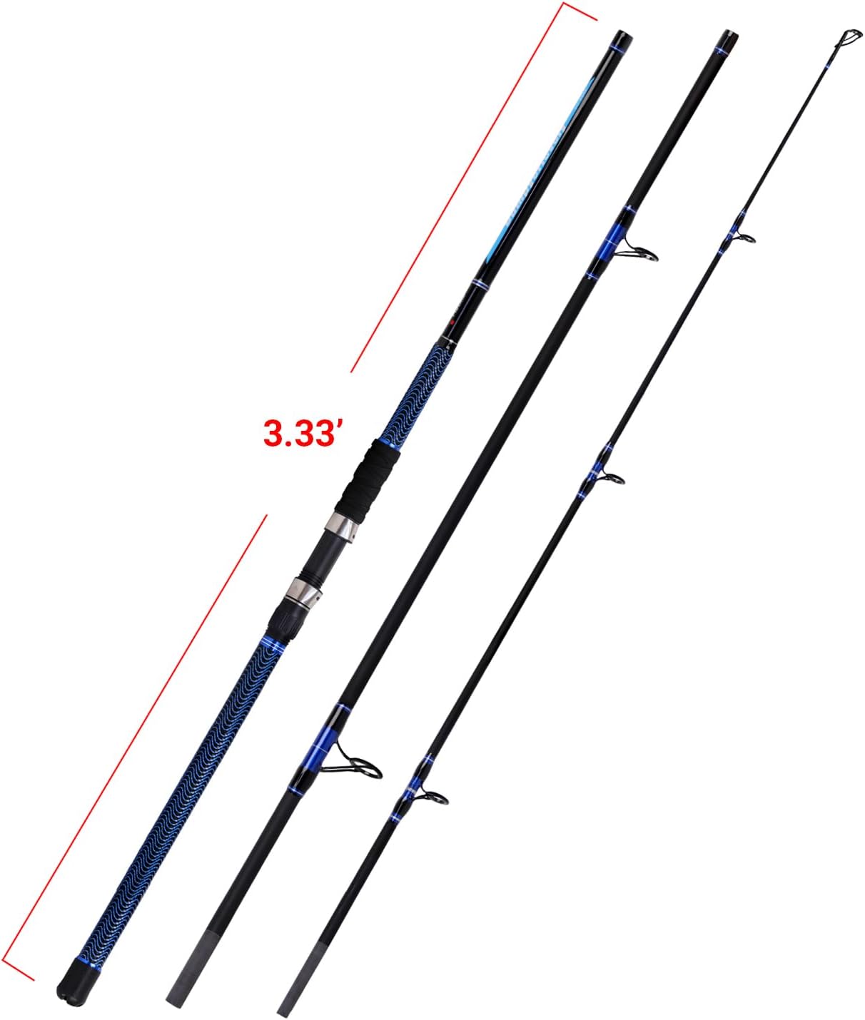 Fiblink Surf Fishing Rod Carbon Surf Spinning Rod Portable Travel Saltwater Beach Blue Surf Rod with SuperPolymer Handle 8'6"/9'/10'/12'/15'